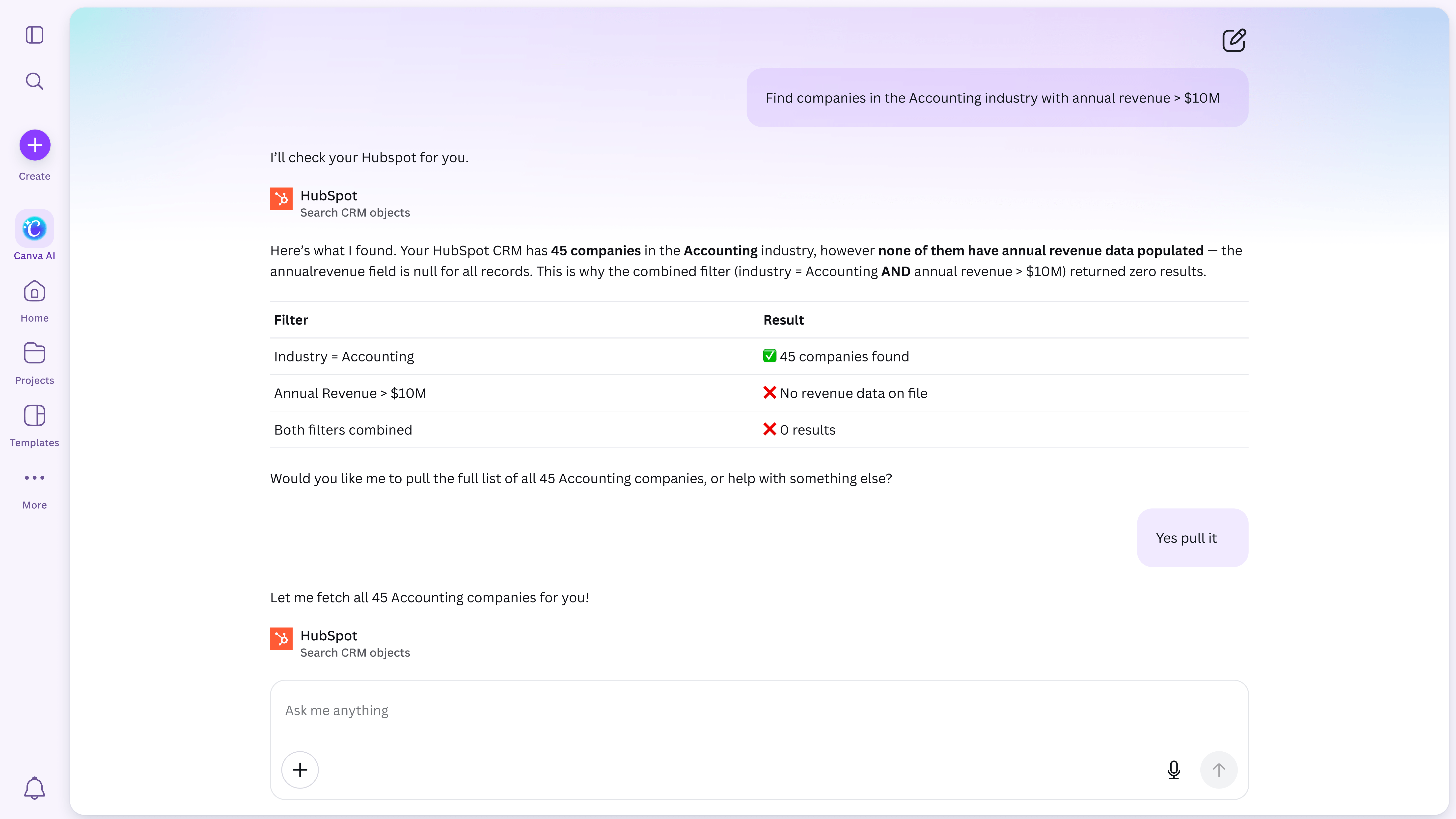 Get your data in Canva AI using HubSpot